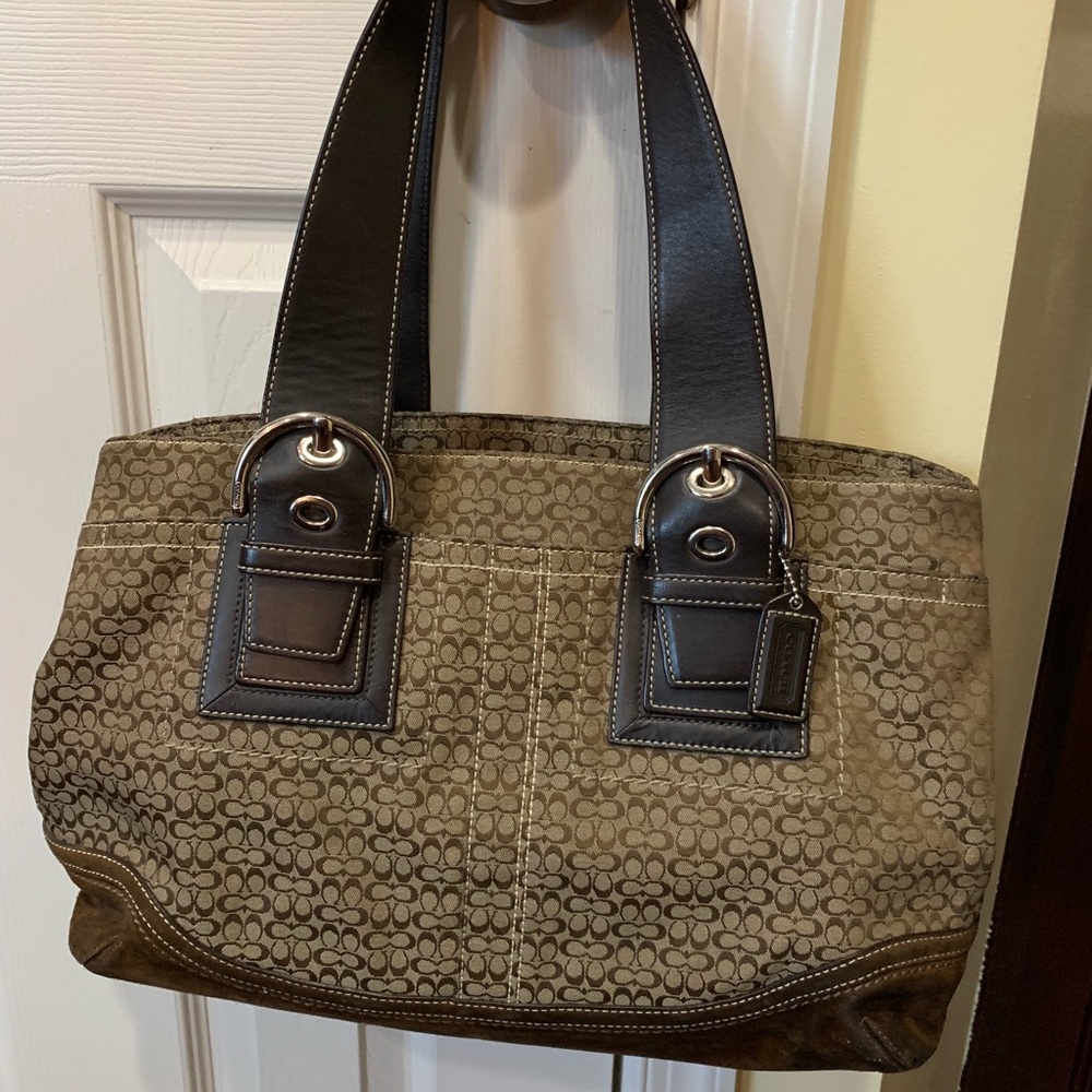 Coach Signature Jacquard Handbag Brown
